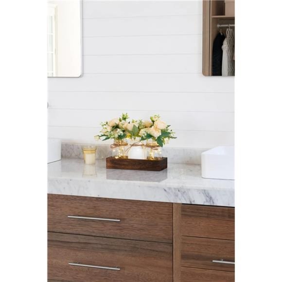 Mason Jar Lights Centerpiece Table Decorations Farmhouse Coffee Table Decor Wood - Picture 5 of 7